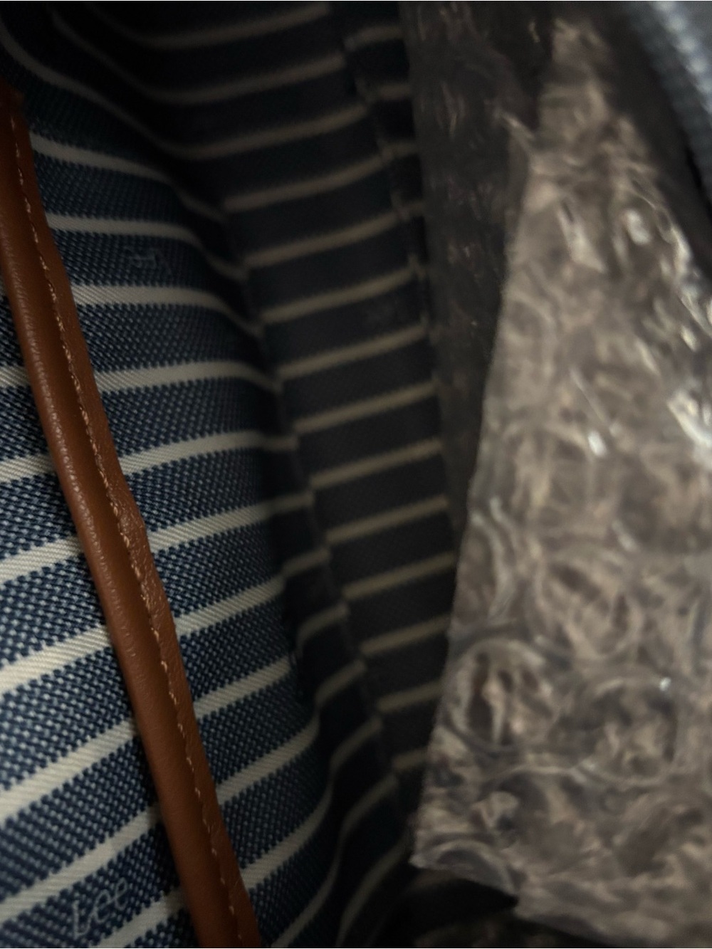 Lee Denim Shoulder Bag in Blue with Brown Strap - Picture 3 of 3